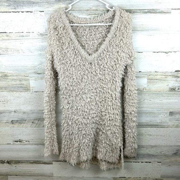 Kimchi Blue Women’s XS Boho Gray Knit Long Sleeve Oversized Stretch Sweater - Picture 1 of 5